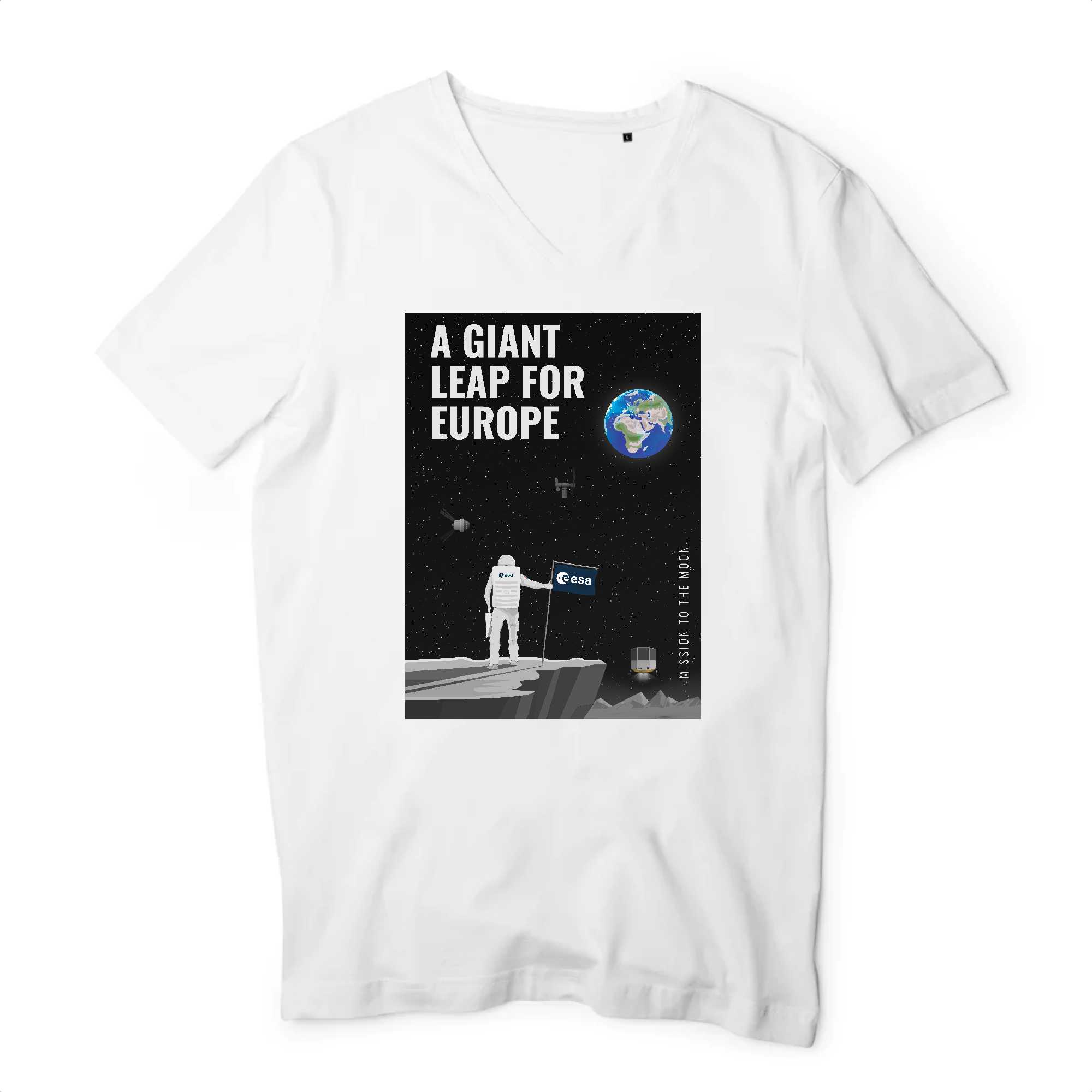 White European Moon mission t-shirt.