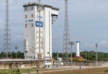 The P120 solid-fuel first stage that will power the Vega C rocket's return to flight has been transferred to its launch pad.