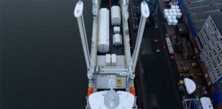 The first and second stages of the second Ariane 6 rocket are en route to French Guiana aboard the sail-assisted transport ship Canopée.