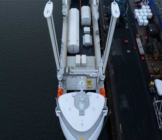 The first and second stages of the second Ariane 6 rocket are en route to French Guiana aboard the sail-assisted transport ship Canopée.