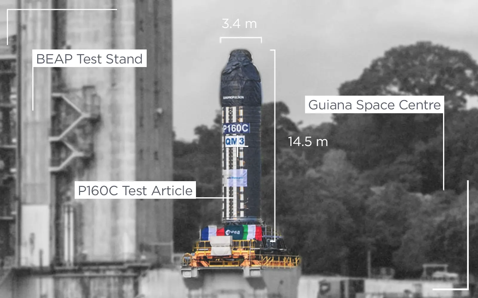 The first test firing of the P160C booster is scheduled for 24 April at the Guiana Space Centre. The new booster will replace the P120C on the Ariane 6 and Vega C rockets.