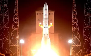 Arianespace launches another 32 Amazon LEO satellites aboard Ariane 6, completing the rocket’s second flight of 2026.
